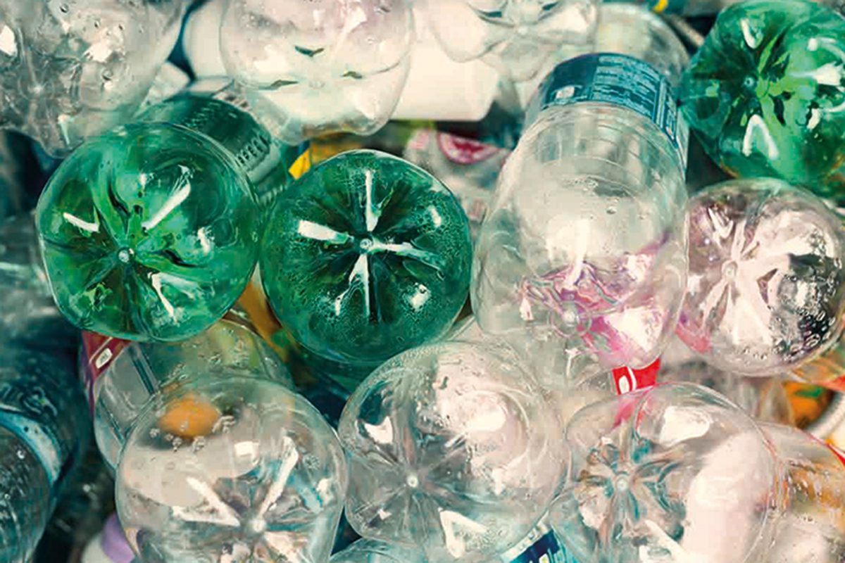 Empty plastic bottles ready for recycling