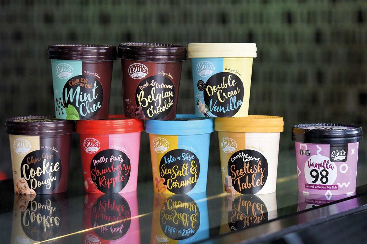 Tubs of Equi's ice cream