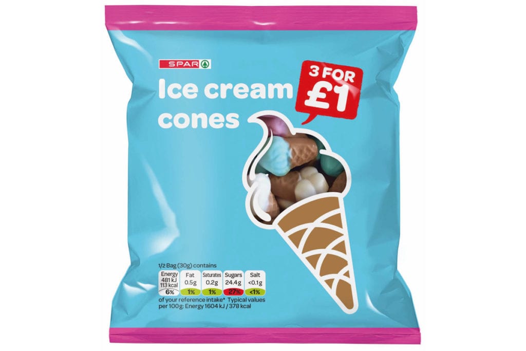 Spar own brand ice cream cones confectionery 