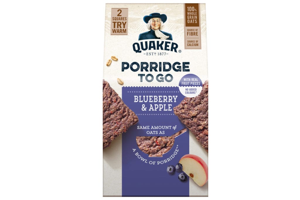 Quaker porridge to go blueberry apple