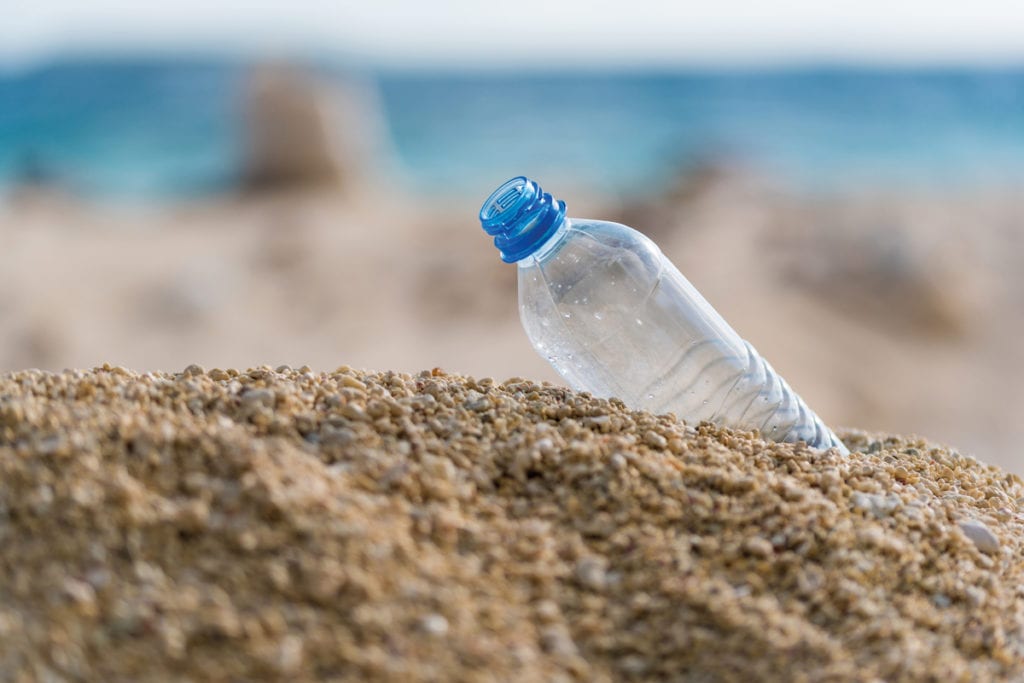 plastic bottle on the beach