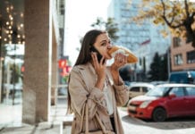 woman eating sandwich