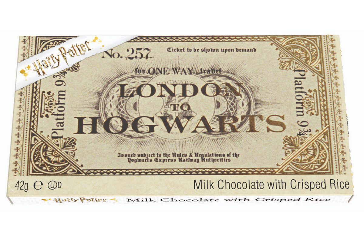 Hogwarts Express ticket (made with milk chocolate and crisped rice)