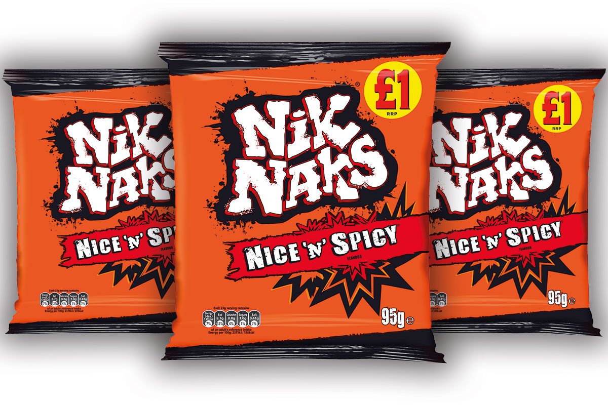 Nik Naks Nice 'n' Spicy £1 price marked packs