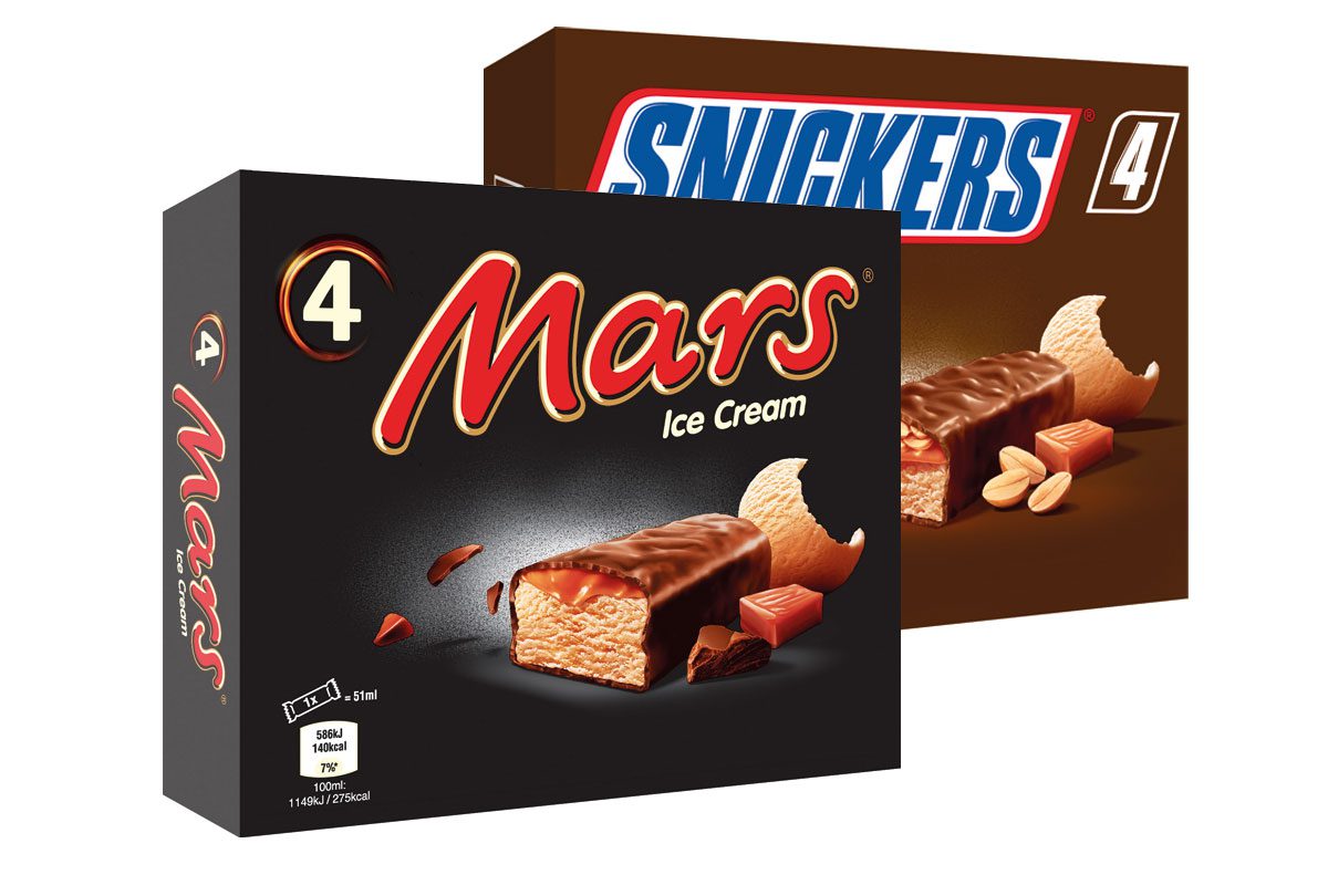 Mars Ice Cream and Snickers Ice Cream