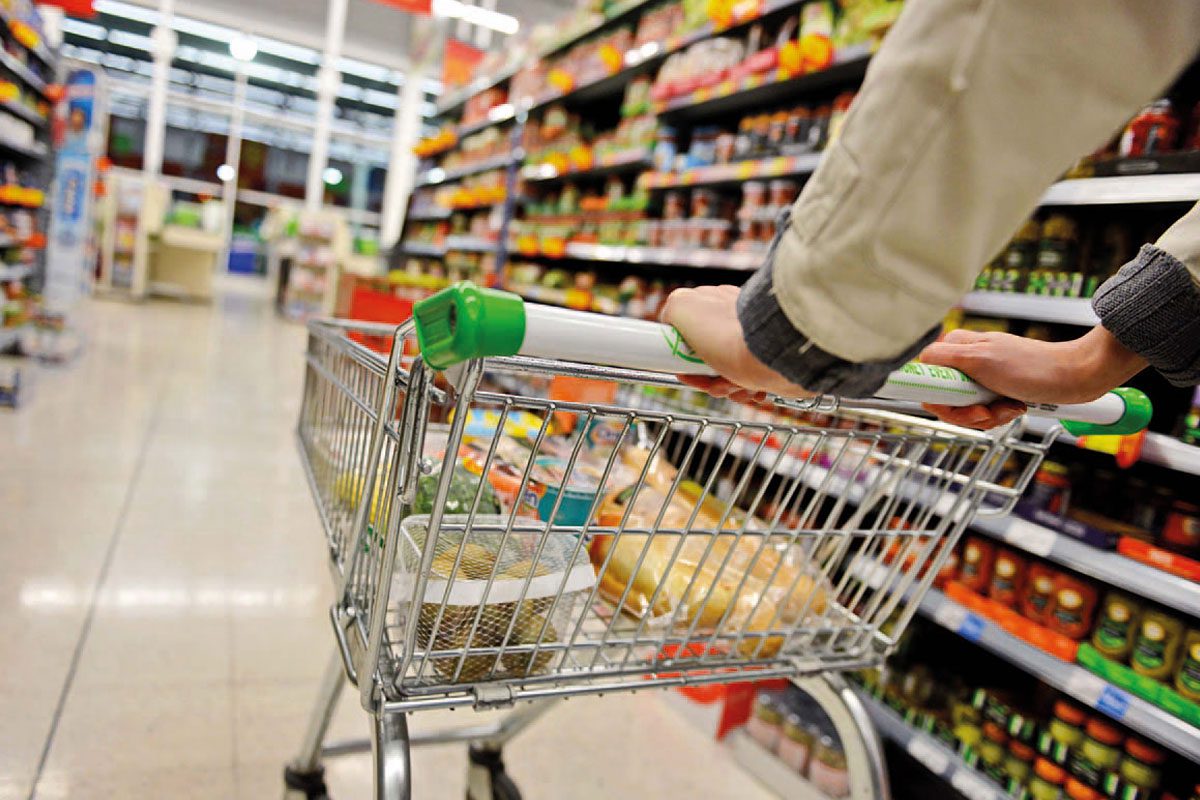 Man pushing trolley