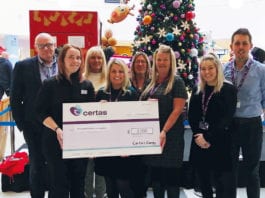 Major gift from Certas Certas christmas cheque