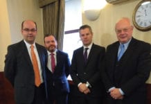 (From left) David Lonsdale, Stuart Mackinnon, finance secretary Derek Mackay and Willie Macleod.