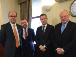 Councils could take control of business tax (From left) David Lonsdale, Stuart Mackinnon, finance secretary Derek Mackay and Willie Macleod.