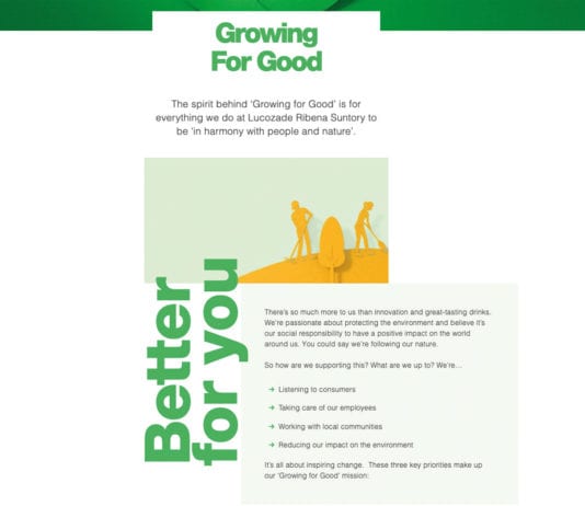 Drive to do good for all of society Lucozade Ribena Suntory growing for good