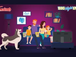 Night in prize for retailers purple advert, family and dog