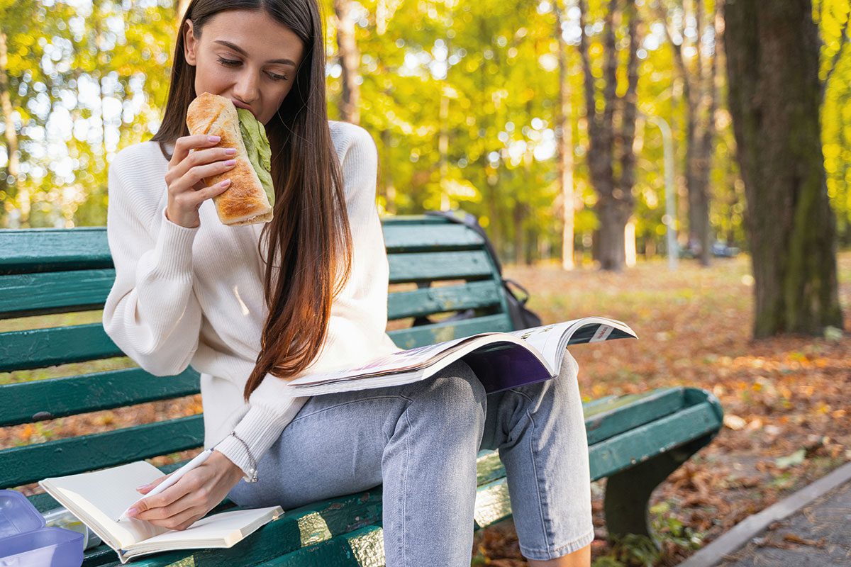 Girl eating sandwich