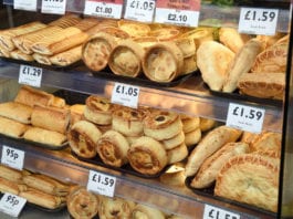 Tasty growth for food to go Shelf of pastries