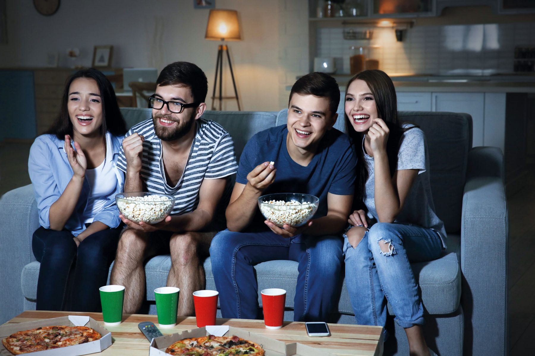 couples eating popcorn