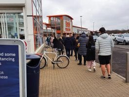 Two-metre rule returns Queue at Tesco