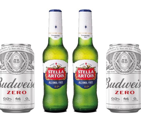 Booze-free beers Stella Artois and Budweiser alcohol-free beers