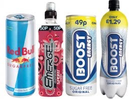 Energy without sugar mixed-soft-drink-bottles