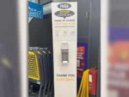 Facing big challenges Nisa hand sanitiser station