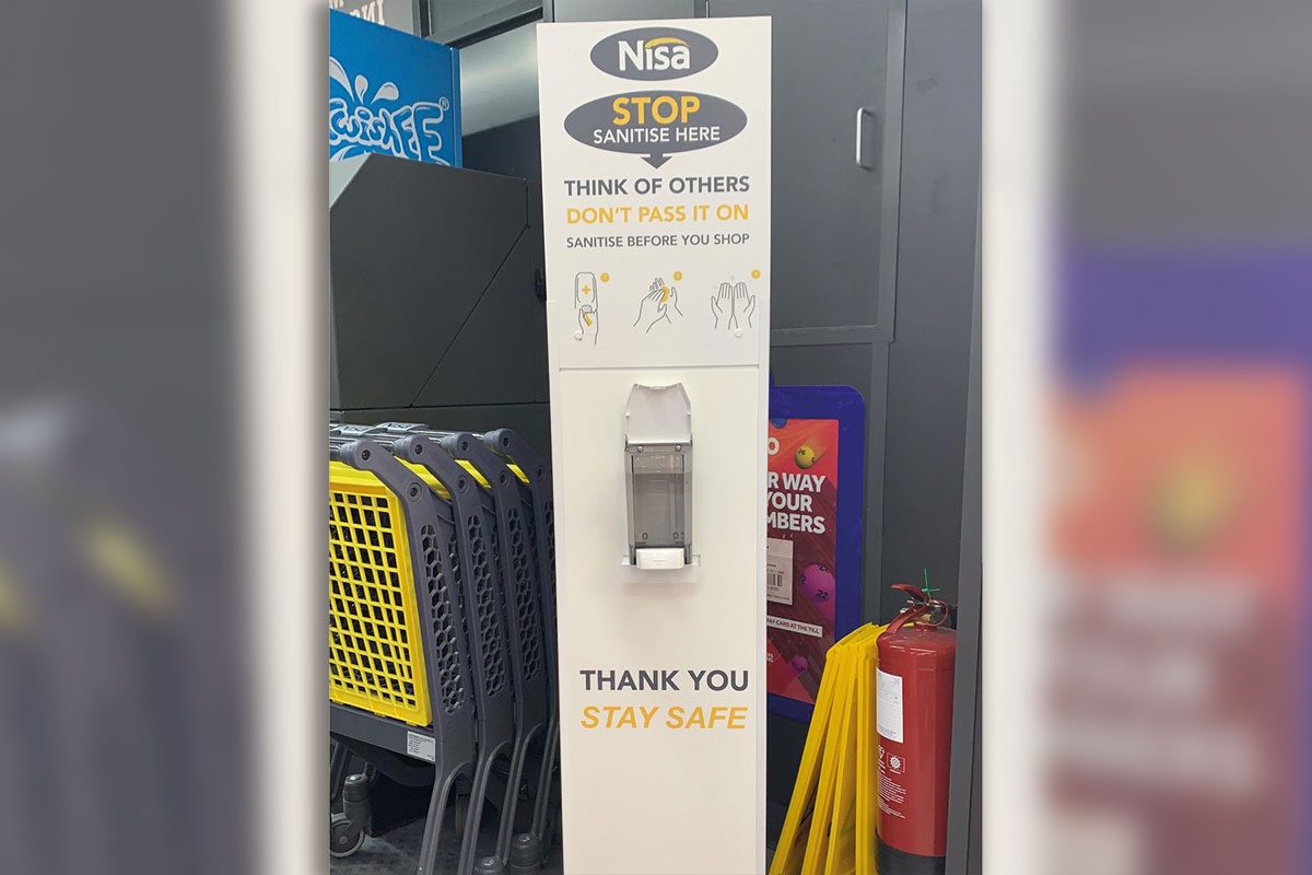 Nisa hand sanitiser station