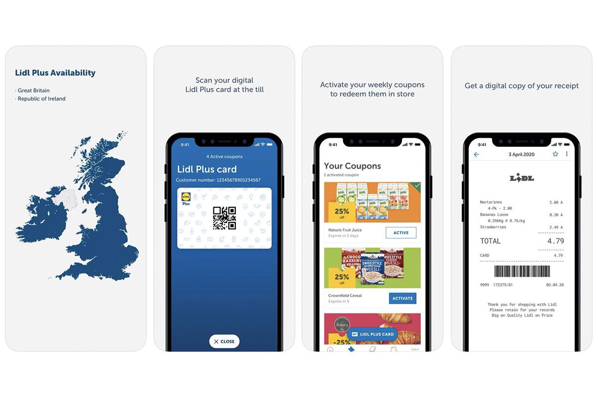 Screenshots of the new Lidl app