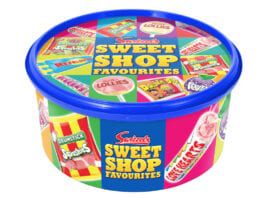 Sharing the festive joy tub of sweets