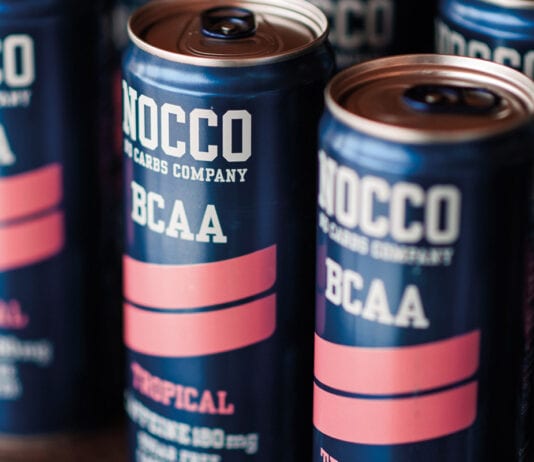 Nocco has ambitions Nocca cans on shelf