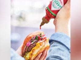 Thai taste with a kick Tabasco with a burger