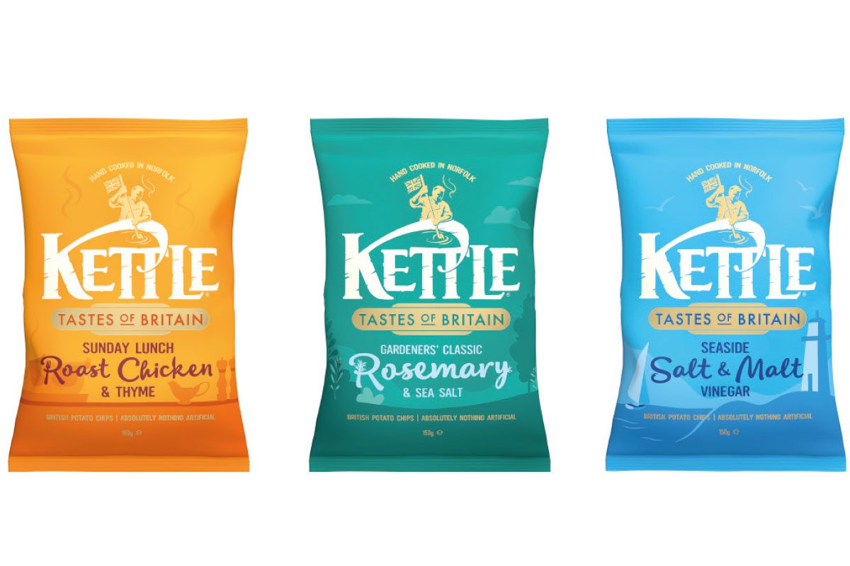 The new Kettle Chips comprises three flavours inspired by British cuisine.