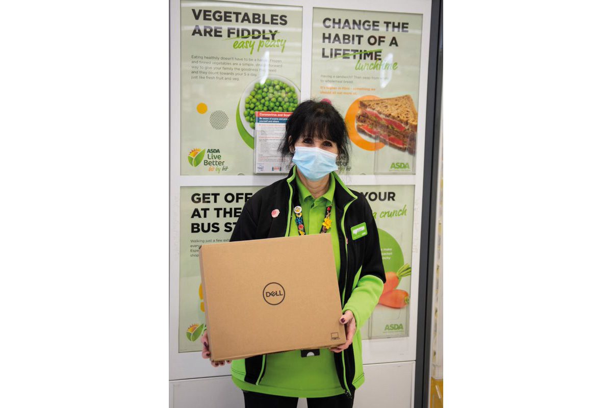 Anne at ASDA Huddersfield with laptop