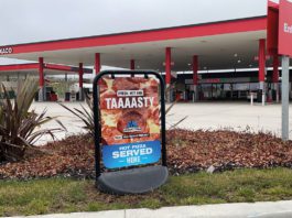 More pizza on the go Dr Oetker signage at forecourt