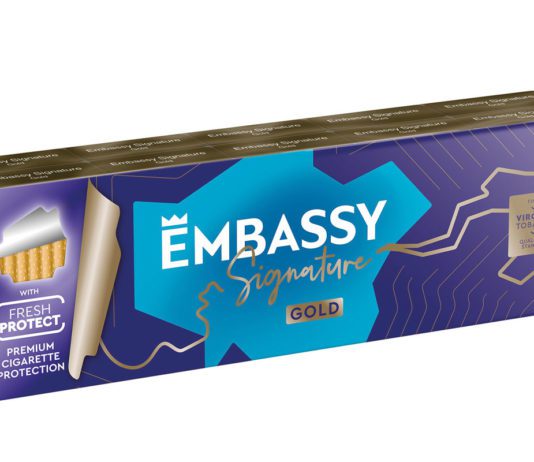 Foil packs lock freshness in Embassy Signature Gold