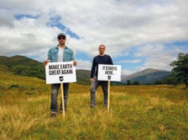 Sustainable investment BrewDog Make Earth Great Again signs