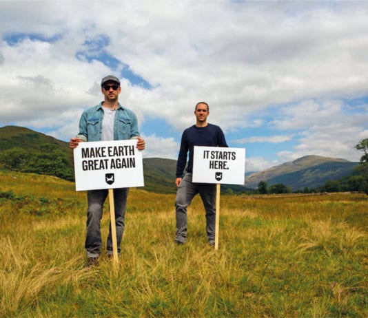 Sustainable investment BrewDog Make Earth Great Again signs