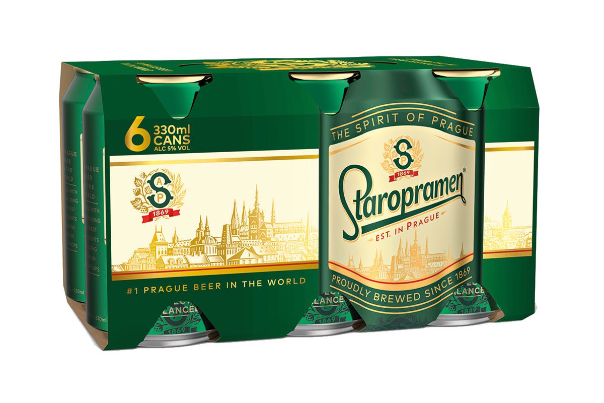 The new Staropramen six-pack multipack is made from recyclable cardboard.