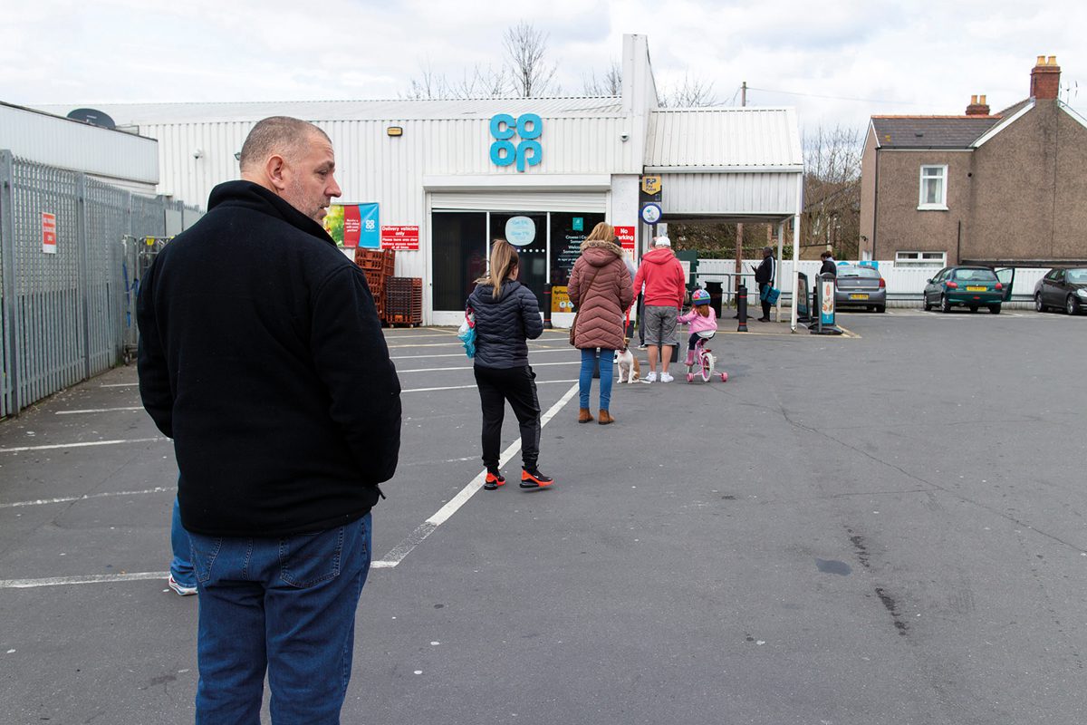 Queue at co-op store