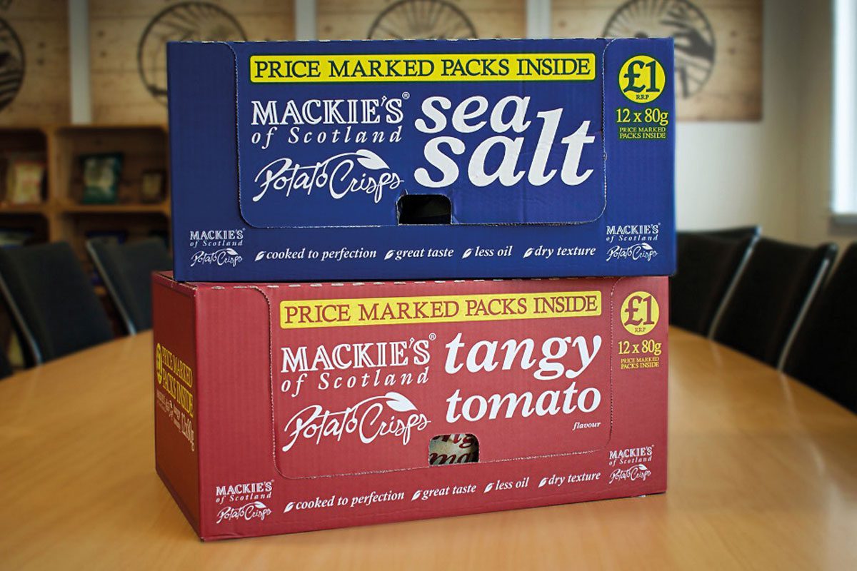 Mackie's crisps boxes