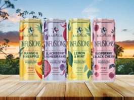 Welsh water is expanding 4 cans of Radnor's flavoured water in a variety of colours and flavours.