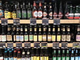 Calorie count for alcohol alcohol bottles on shelves