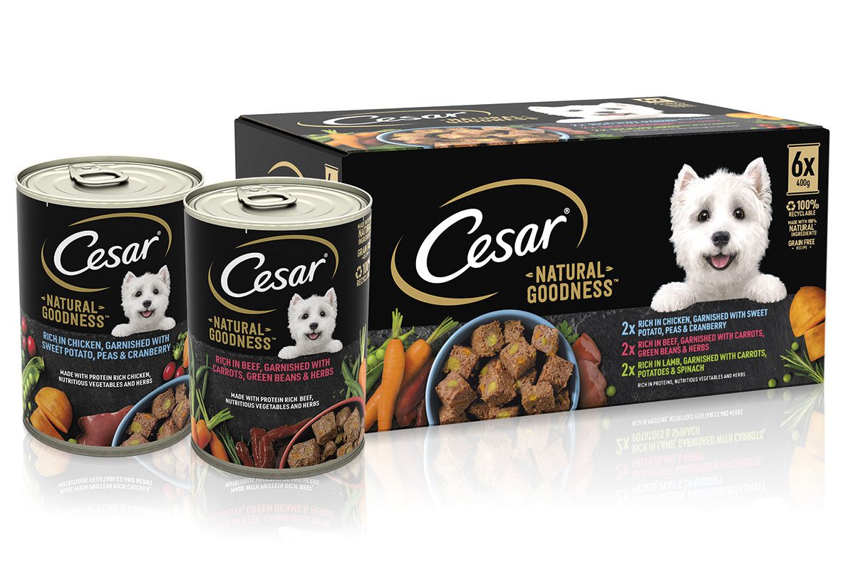 Cans of Cesar Dog Food