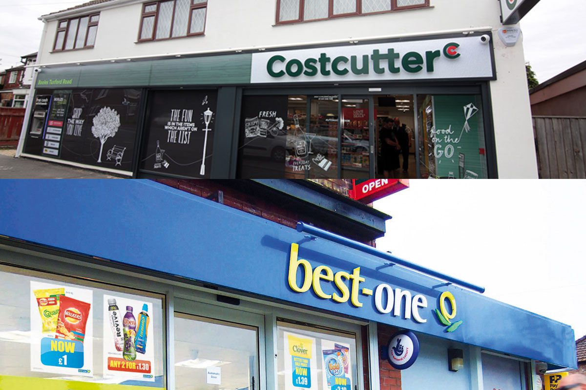 The store front of Cost Cutter (on top) and Best one (on bottom)