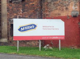 End of an era in Glasgow Signpost signifying McVities Tollcross Factory