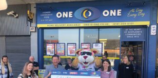 One-O-One Convenience delivered the £50,000 cheque to Cash for Kids.