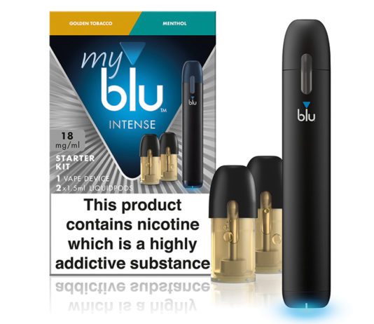 Fresh packaging for Blu MyBlue Intense starter kit