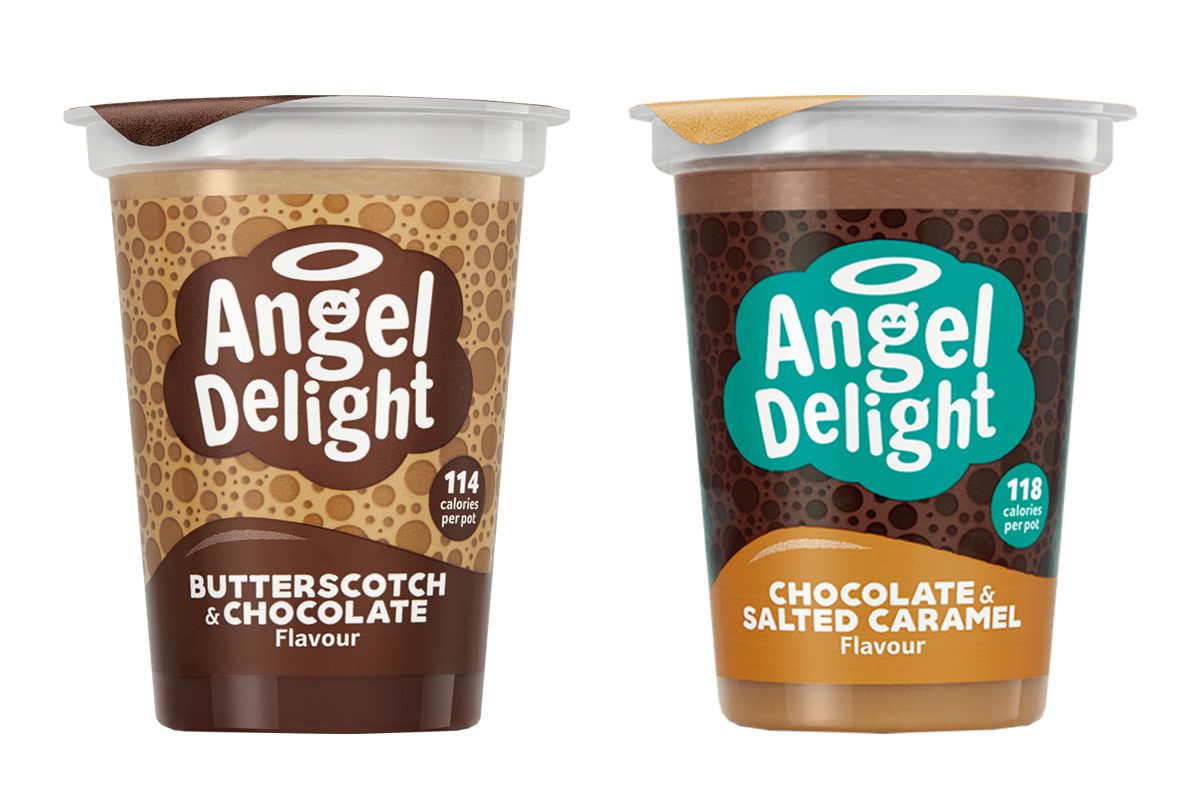 Angel Delight butterscotch & Chocolate and Chocolate & Salted Caramel flavours