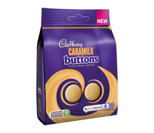Caramilk buttons up for spring Cadbury caramilk buttons