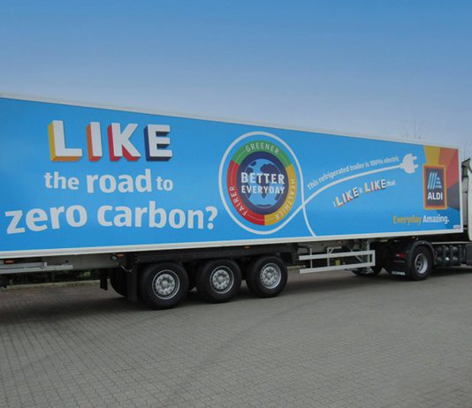 Delivering on carbon Aldi truck