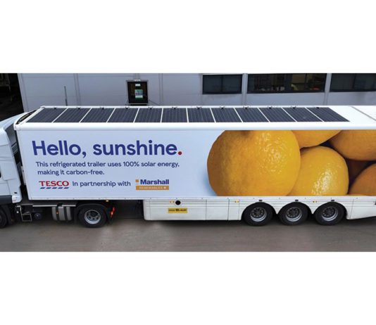 Sunshine on fleet for Tesco HGVs Tesco van
