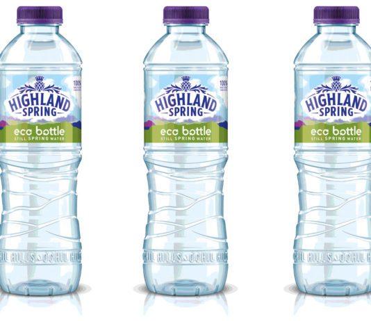 Visibility can be effective Highland Spring water bottles