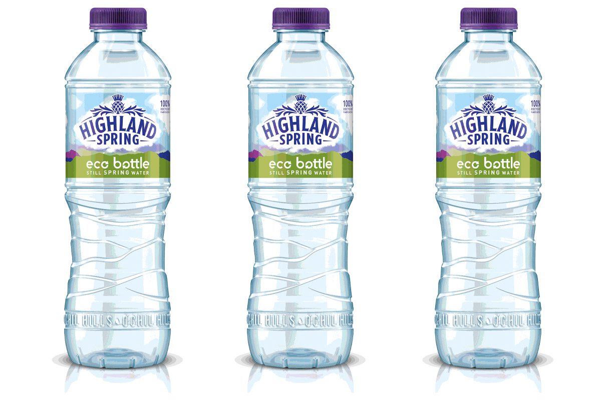 Highland Spring water bottles