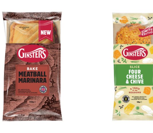 Ginsters duo in the chiller Ginsters Four Cheese & Chive Slice and Ginsters Meatball Marinara Bake